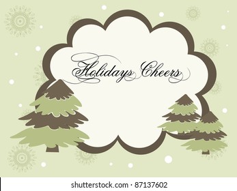 abstract snowflakes, dots background with christmas tree vector greeting card & invite card