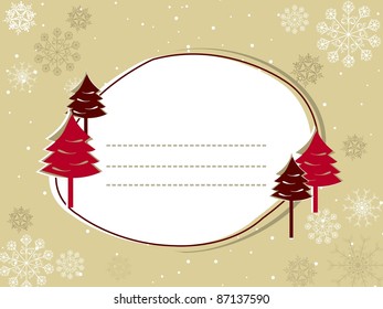 abstract snowflakes, dots background greeting card & invite card with christmas tree