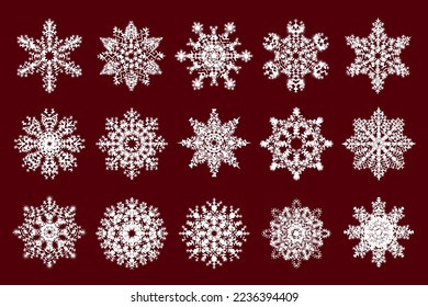 Abstract snowflakes isolated on dark background. Snow flake collection for your design projects.