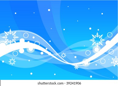 Abstract with snowflakes on a blue background