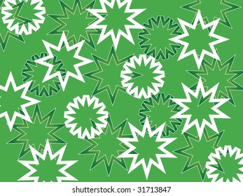 Abstract snowflakes on green background - vector illustration.