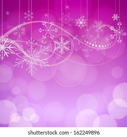 abstract snowflakes on pink bokeh background