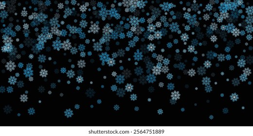 Abstract Snowflakes Overlay Effect on Transparent Background for Christmas and New Year Design. Ver 08 - few snowflakes in blur.