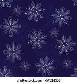 Abstract snowflakes seamless pattern background