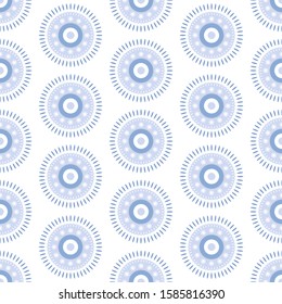 Abstract snowflakes seamless pattern. Cute geometric snowflake on bright background. Vector illustration