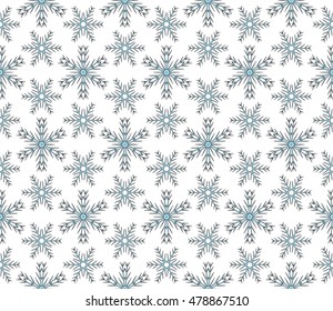 Abstract snowflakes in a seamless pattern. Vector illustration. New series. Blue, black. For the design, printing