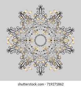 Abstract snowflakes vector design on grey background.