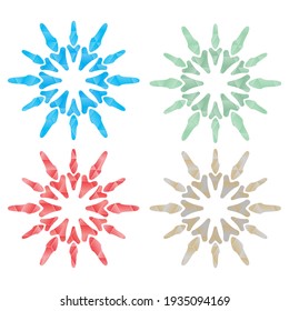 Abstract Snowflakes Vector Illustration. Set Of Snowflakes Isolated On White Background
