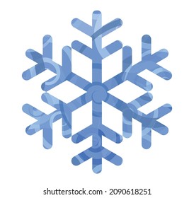 Abstract snowflakes. Winter design element. New Year and Christmas theme. Cold and fresh crystals. Blue figure isolated on white background.