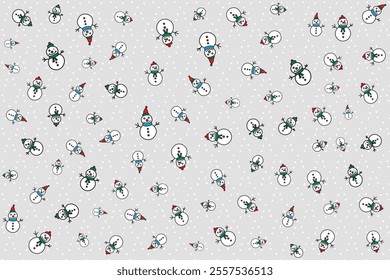 Abstract of Snowman on grey background with white dot.