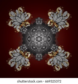 Abstract snowstorm with snowflakes. Winter weather. Winter mood background. Windstorm. With golden snowflakes. Blow snow texture pattern on brown background. Winter background.