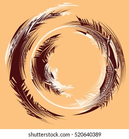 Abstract Snowstorm vector illustration. Round Element For Design. Circle Logo Templates. Brush Stroke Swirls. O Letter paint.