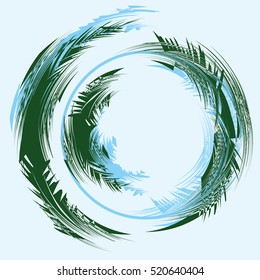 Abstract Snowstorm vector illustration. Round Element For Design. Circle Logo Templates. Brush Stroke Swirls. O Letter paint.