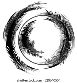 Abstract Snowstorm vector illustration. Round Element For Design. Circle Logo Templates. Brush Stroke Swirls. O Letter paint.