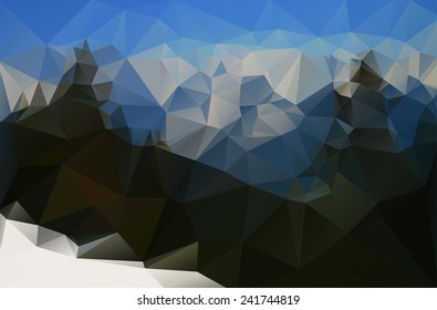 Abstract snowy mountain landscape created from triangles