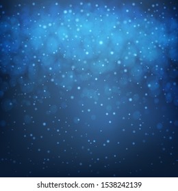 Abstract snowy Night winter background. Festive vector abstract backdrop with snowfall