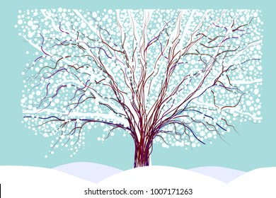 Abstract snowy tree. Vector