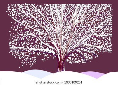 Abstract snowy tree. Vector