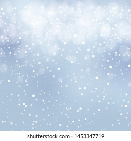 Abstract snowy winter background. Festive vector abstract backdrop with snowfall