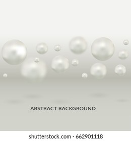 Abstract soaring white pearl molecules design. Vector illustration. Atoms. 3D illustration