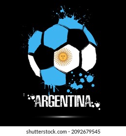 Abstract soccer ball with Argentina national flag colors. Flag of Argentinian in the form of a soccer ball made on an isolated background. Football championship banner. Vector illustration
