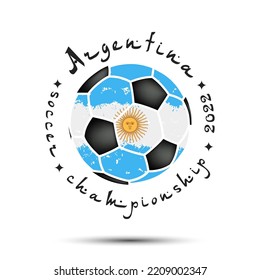 Abstract soccer ball with Argentina national flag colors. Flag of Argentina in the form of a football ball made on an isolated background. Vector illustration