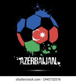 Abstract soccer ball with Azerbaijani national flag colors. Flag of Azerbaijan in the form of a soccer ball made on an isolated background. Football championship banner. Vector illustration