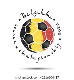 Abstract soccer ball with Belgium national flag colors. Flag of Belgium in the form of a football ball made on an isolated background. Vector illustration