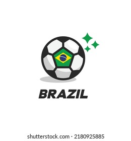 Abstract soccer ball with Brazil national flag