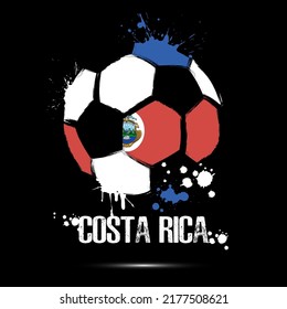 Abstract soccer ball with Costa Rica national flag colors. Flag of Costa Rica in the form of a soccer ball made on an isolated background. Football championship banner. Vector illustration