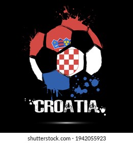 Abstract soccer ball with Croatian national flag colors. Flag of Croatia in the form of a soccer ball made on an isolated background. Football championship banner. Vector illustration