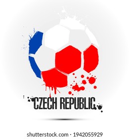 Abstract soccer ball with Czech national flag colors. Flag of Czech Republic in the form of a soccer ball made on an isolated background. Football championship banner. Vector illustration