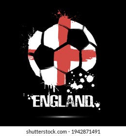 Abstract soccer ball with English national flag colors. Flag of England in the form of a soccer ball made on an isolated background. Football championship banner. Vector illustration