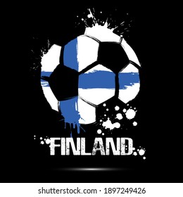 Abstract soccer ball with Finnish national flag colors. Flag of Finland in the form of a soccer ball made on an isolated background. Football championship banner. Vector illustration