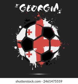 Abstract soccer ball with Georgia national flag colors. Flag of Georgia in the form of a soccer ball made on an isolated background. Football championship banner. Vector illustration