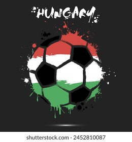 Abstract soccer ball with Hungary national flag colors. Flag of Hungary in the form of a soccer ball made on an isolated background. Football championship banner. Vector illustration