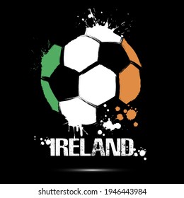 Abstract soccer ball with Irish national flag colors. Flag of Ireland in the form of a soccer ball made on an isolated background. Football championship banner. Vector illustration