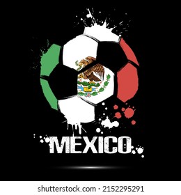 Abstract soccer ball with Mexico national flag colors. Flag of Mexico in the form of a soccer ball made on an isolated background. Football championship banner. Vector illustration