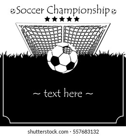 Abstract soccer ball on the background of the gate. Soccer championship. Vector illustration
