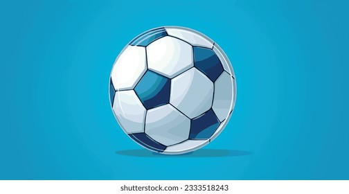 Abstract soccer ball on blue watercolor panoramic background, mosaic style - Vector illustration