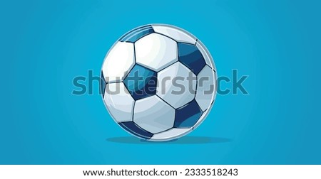 Abstract soccer ball on blue watercolor panoramic background, mosaic style - Vector illustration