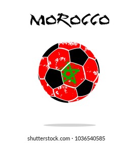 Abstract soccer ball painted in the colors of the Morocco flag. Vector illustration