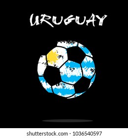 Abstract soccer ball painted in the colors of the Uruguay flag. Vector illustration 