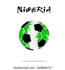 Abstract soccer ball painted in the colors of the Nigeria flag. Vector illustration 