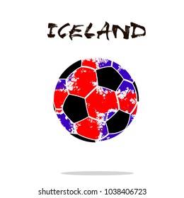 Abstract soccer ball painted in the colors of the Iceland flag. Vector illustration 