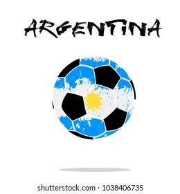 Abstract soccer ball painted in the colors of the Argentina flag. Vector illustration 