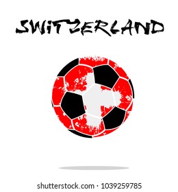 Abstract soccer ball painted in the colors of the Switzerland flag. Vector illustration 