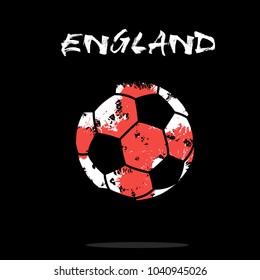 Abstract soccer ball painted in the colors of the England flag. Vector illustration 