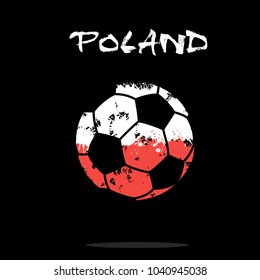 Abstract soccer ball painted in the colors of the Poland flag. Vector illustration 