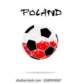 Abstract soccer ball painted in the colors of the Poland flag. Vector illustration 